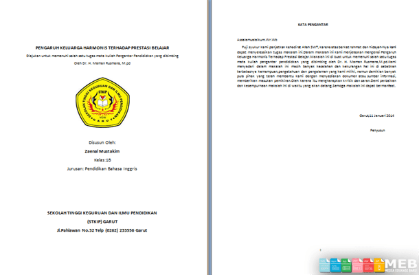 Contoh Makalah Pengaruh Keluarga Harmonis Terhadap