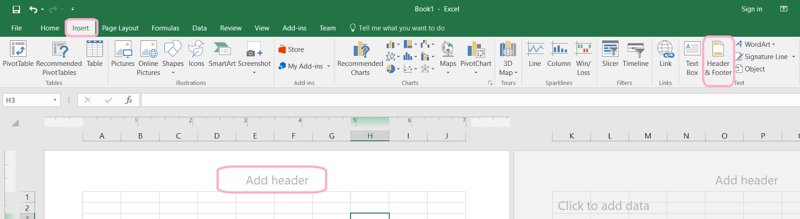 excel-footer-or-header-location