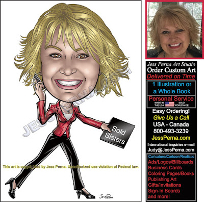 Real Estate Agent Caricature Walking and Talking