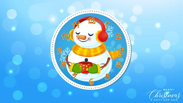 Merry Christmas Snowman Clock Screensaver
