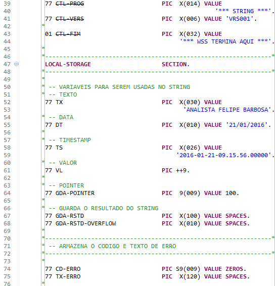 Experiência COBOL Comando String