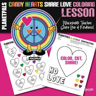 Valentine Candy Hearts Coloring & Construction Kindness Lesson Bundle