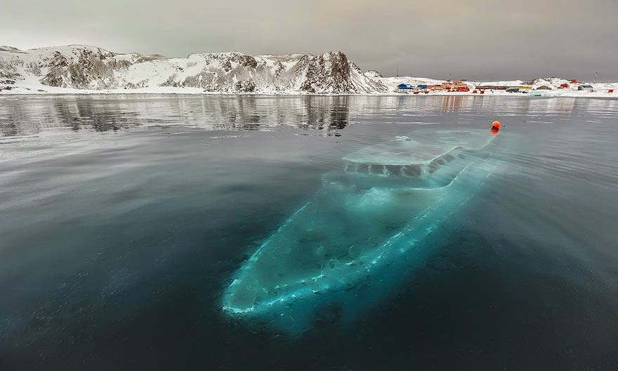 Incredibly Beautiful Abandoned Place in Sunken Yacht, Antarctica