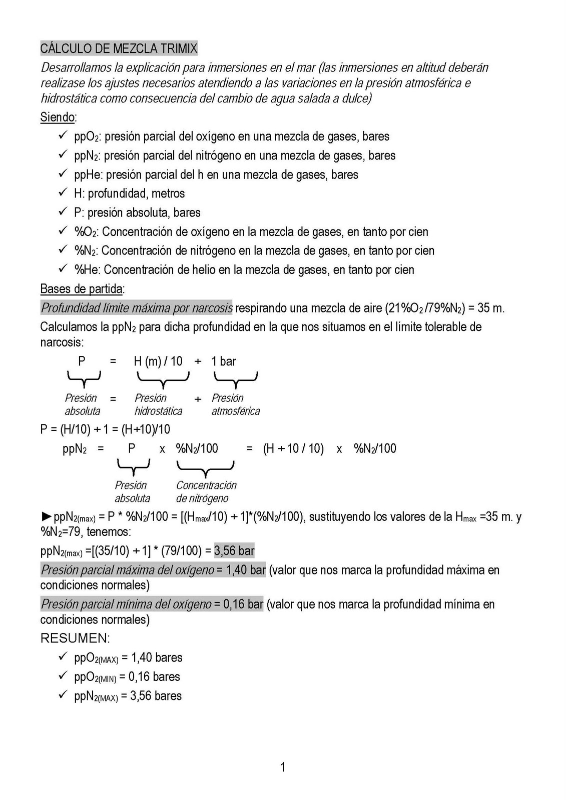 BUCEO CONCEPTOS TEÓRICOS CÁLCULO DE UNA MEZCLA DE GAS TIPO TRIMIX