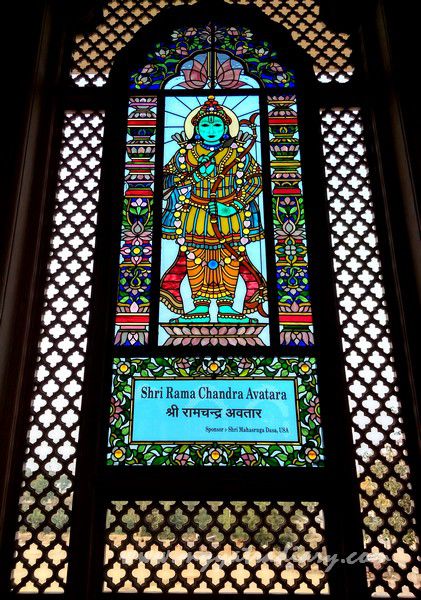 Shri Ram Chandra avatar stained glass window vedic art gallery - ISKCON Jaipur, Rajasthan