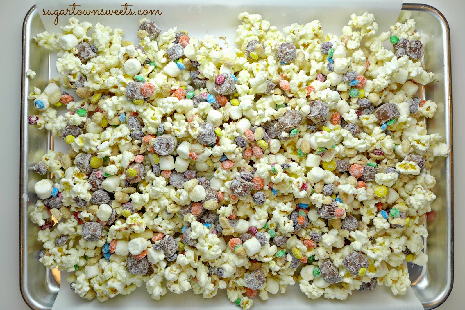 Sugartown Sweets Popcorn Mix Recipe aka Kitchen Sink Snack Mix!