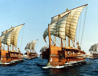 fleet of greek galleys