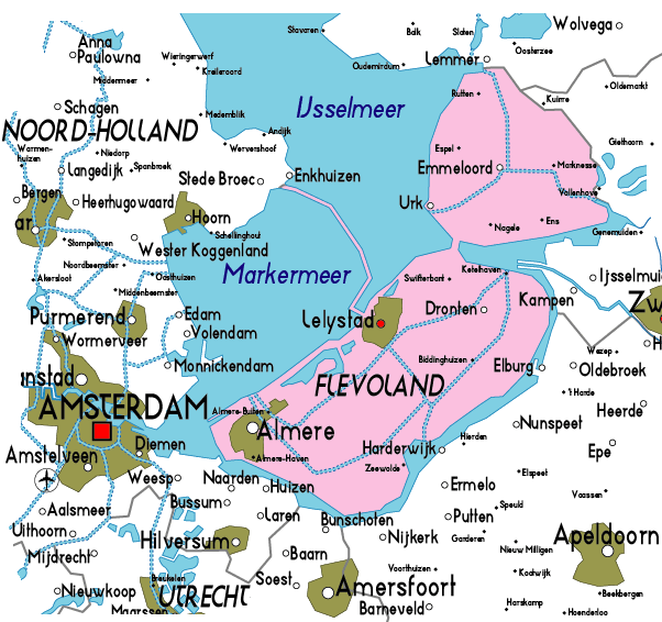 Map of Flevoland Province City | Map of Netherlands Political Regional