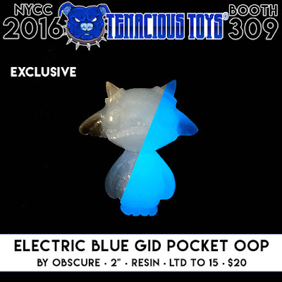 New York Comic Con 2016 Exclusive Electric Blue Glow in the Dark Pocket Oop Resin Figure by Obscure x Tenacious Toys