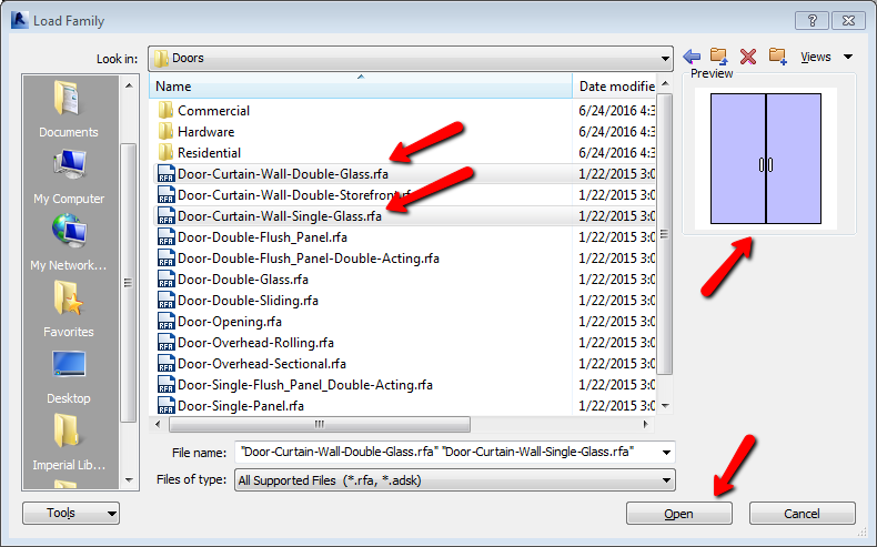 Curtainwallbim Inserting Curtainwall Doors As Embedded Curtainwalls