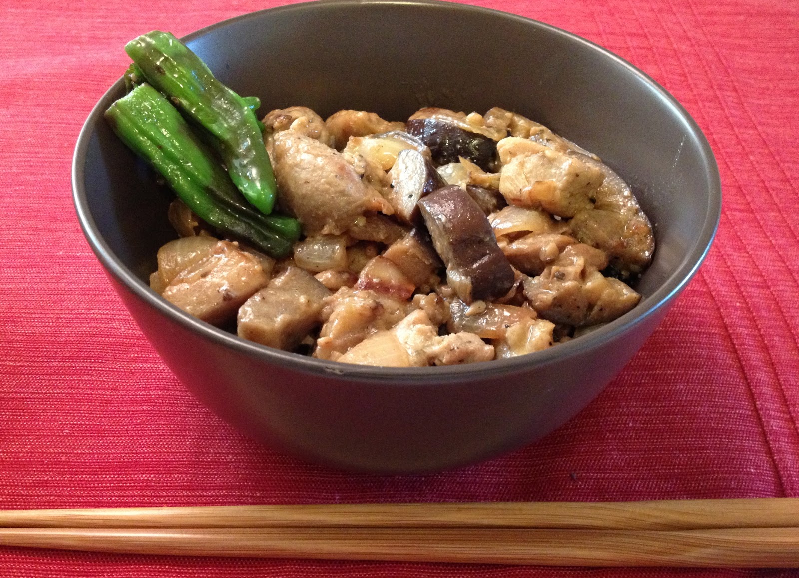 Poppin' kitchen Chicken and eggplant donburi with ponzu mayonnaise sauce