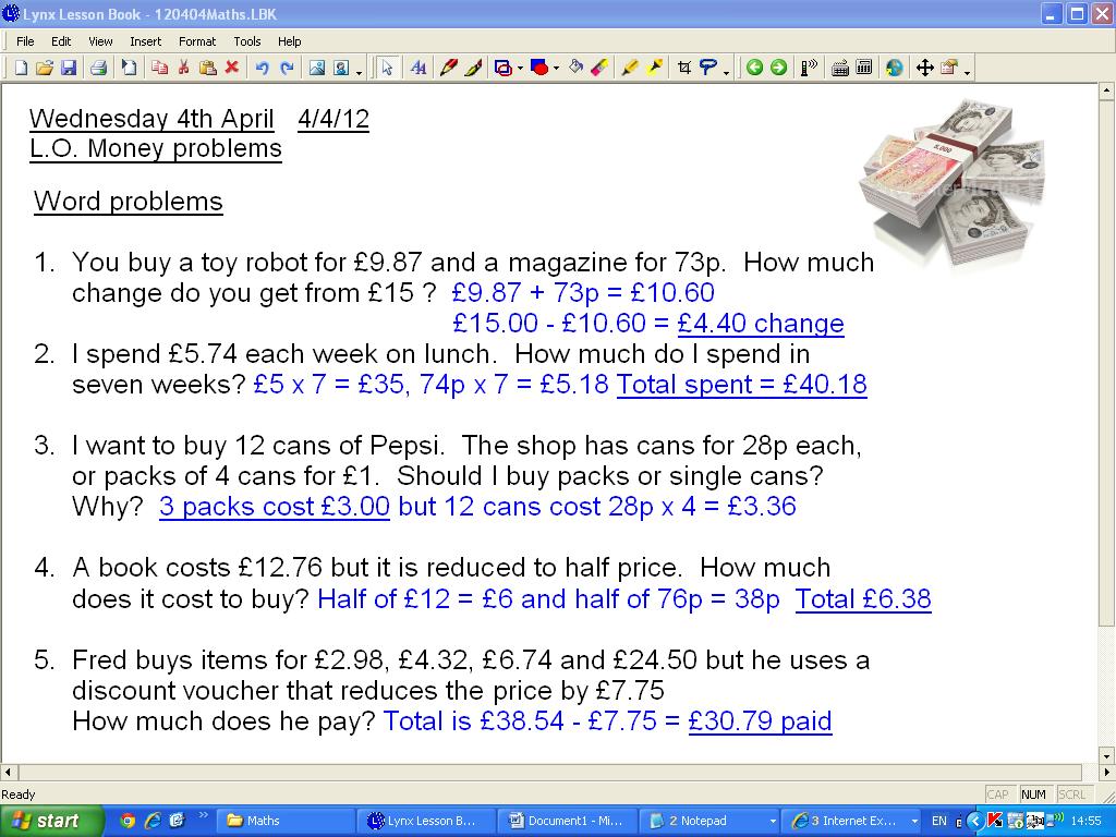 Mr Howe s Class Maths Money Problems