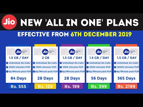 Reliance Jio New Plan Rate Efective From 6th December 2019
