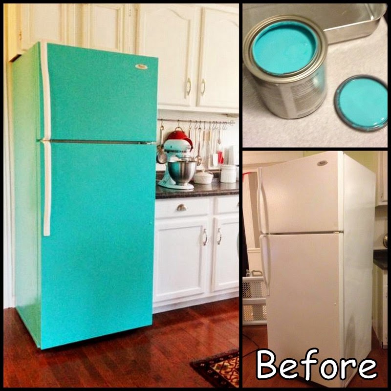 Dollar Store Crafter DIY Painted Refrigerator With Regular Wall Paint