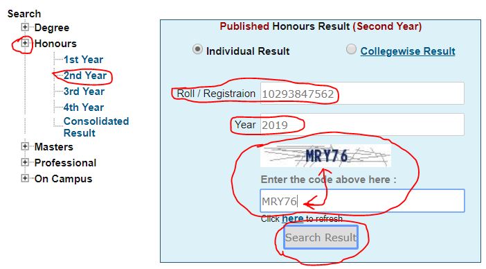 Honors 2nd Year Result 2022-2018, Honors Result 2022-2018