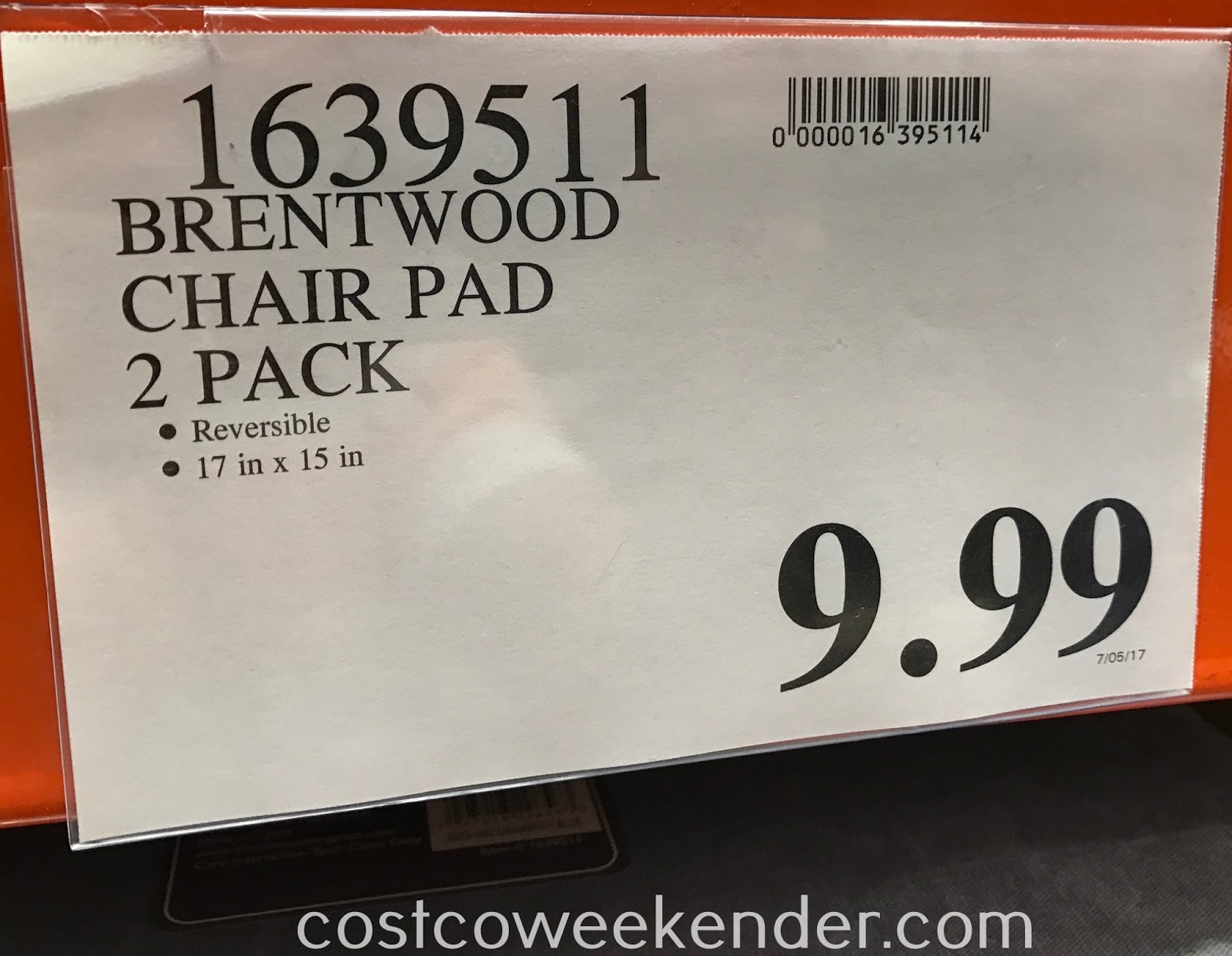 Brentwood Chair Pad (2 pack) Costco Weekender