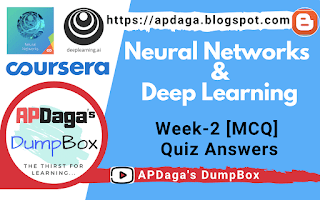 Coursera : Neural Networks and Deep Learning Week 2 MCQ Quiz Answers | APDaga | DumpBox
