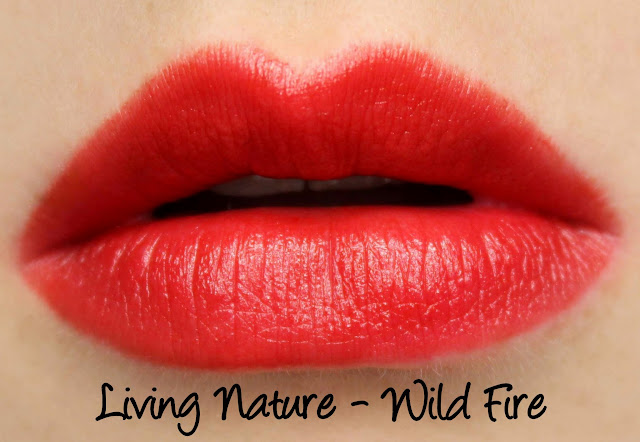 Living Nature Wild Fire Lipstick Swatches & Review