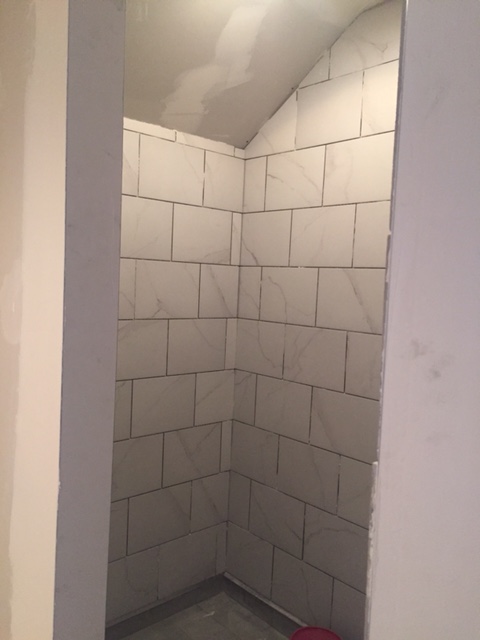 Before Master Bathroom in Chicagoland fixer upper by Hello Lovely Studio