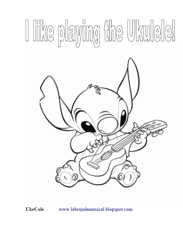 stitch playing ukulele  sheet for drawing