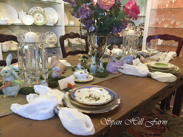 beautiful easter tablescape with herend china and juliska dishes