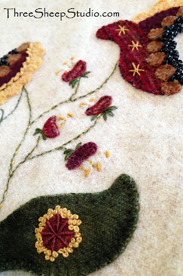 Jacobean Wool Applique by Rose Clay