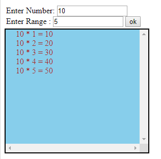 multiplication table in java || any number of multiplication with range