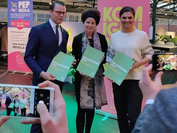 Crown Princess Victoria wore By Malene Birger blouse top. Gianvito Rossi Levy ankle boots, she carried Valentino Garavani clutch