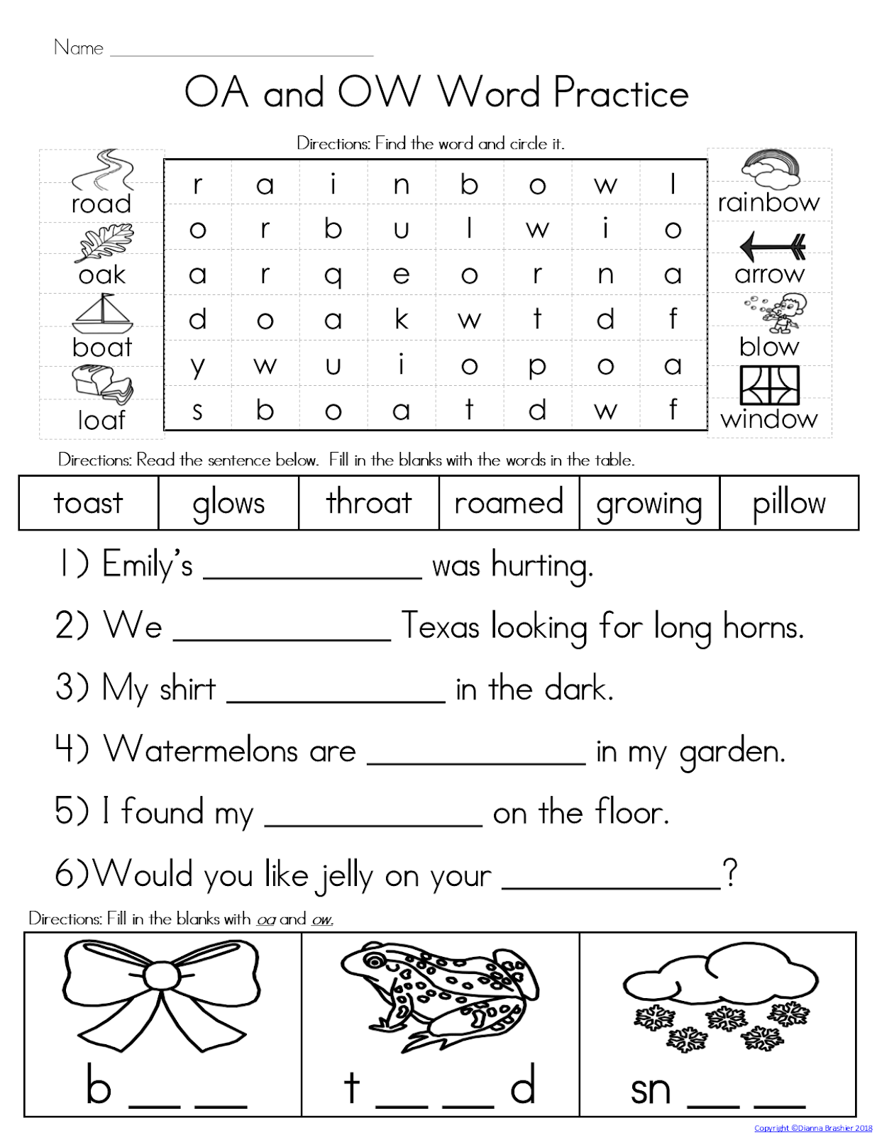 Teachers R US: oa, ow Literacy Activities Bundle with Assessment