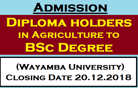 Admission Diploma holders in Agriculture to BSc Degree (Wayamba University)