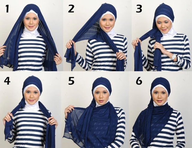 Tutorial Bergambar Cara Memakai Hijab Segiempat Panjang | Jilbab Nabila