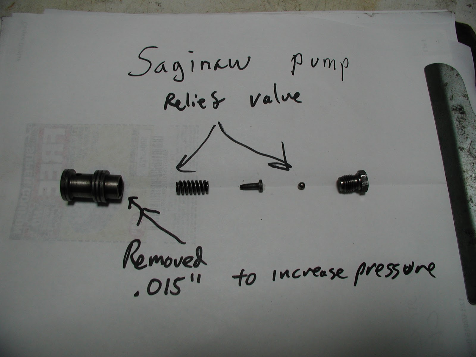 Wally&Sue: Saginaw steering pump pressure relief modification, now