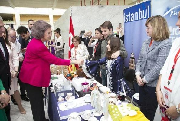 Queen Sofia of Spain attended the opening of the 23rd Diplomatic Charity Bazaar organized by AECID at the Municipal Conference Centre in Madrid