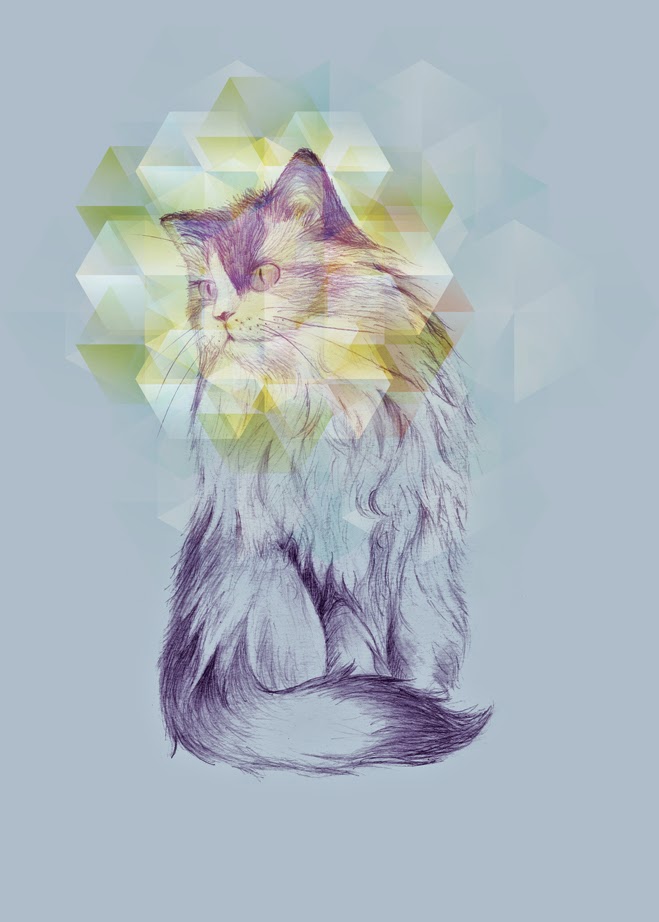 digital, cat, illustration, 3dstudio