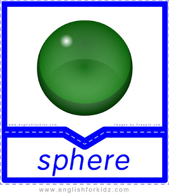 English flashcard, shapes vocabulary, sphere