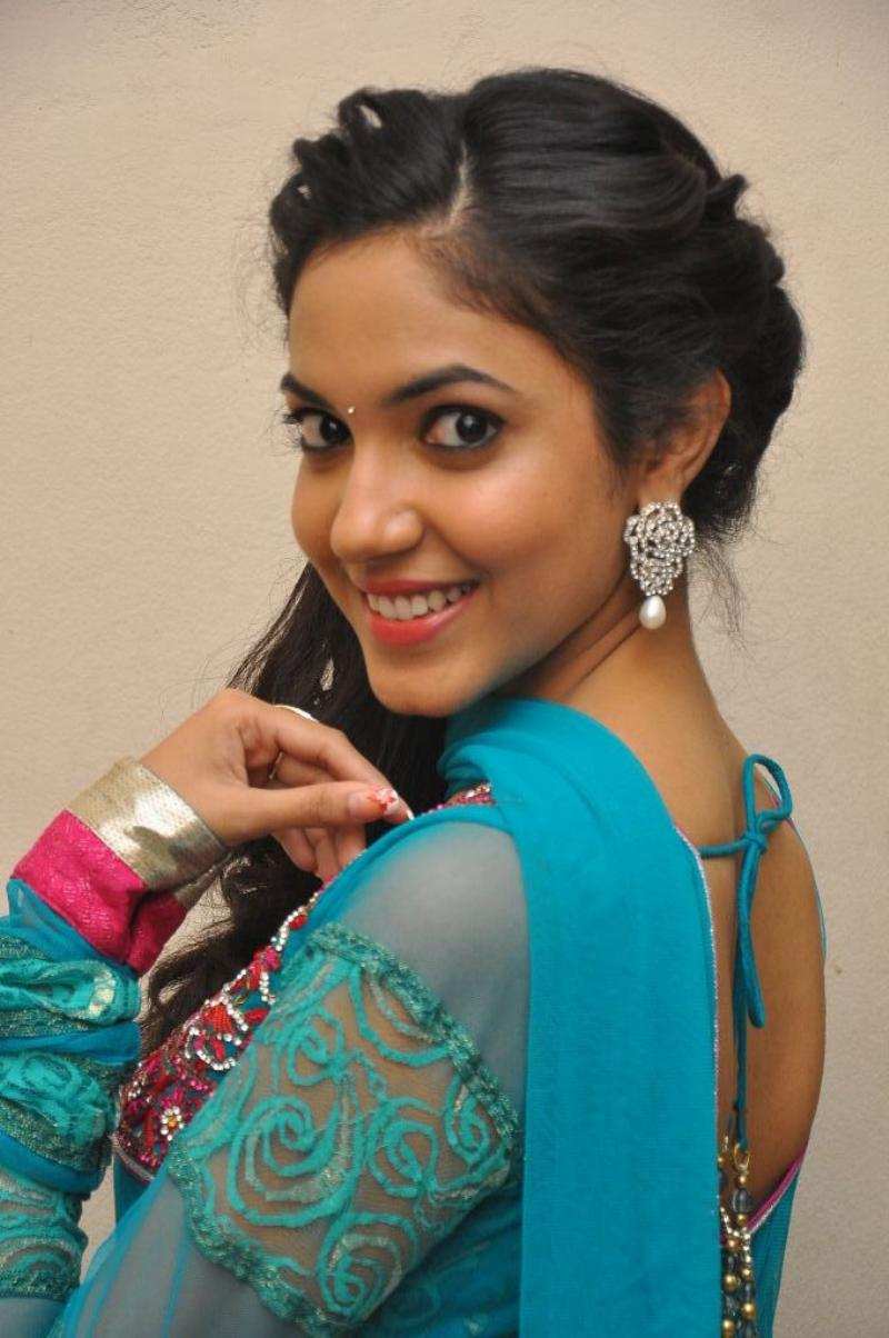 Glamorous Hyderabad Girl Ritu Varma Long Hair Photos In Blue Dress