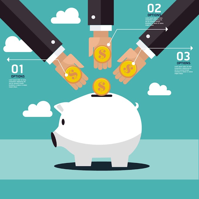 Three arm to save money in piggy bank free vector