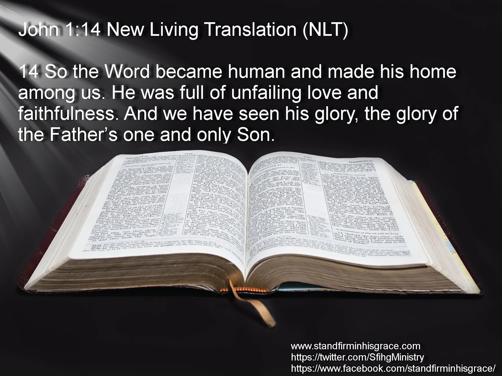 John 1:14 New Living Translation (NLT). 