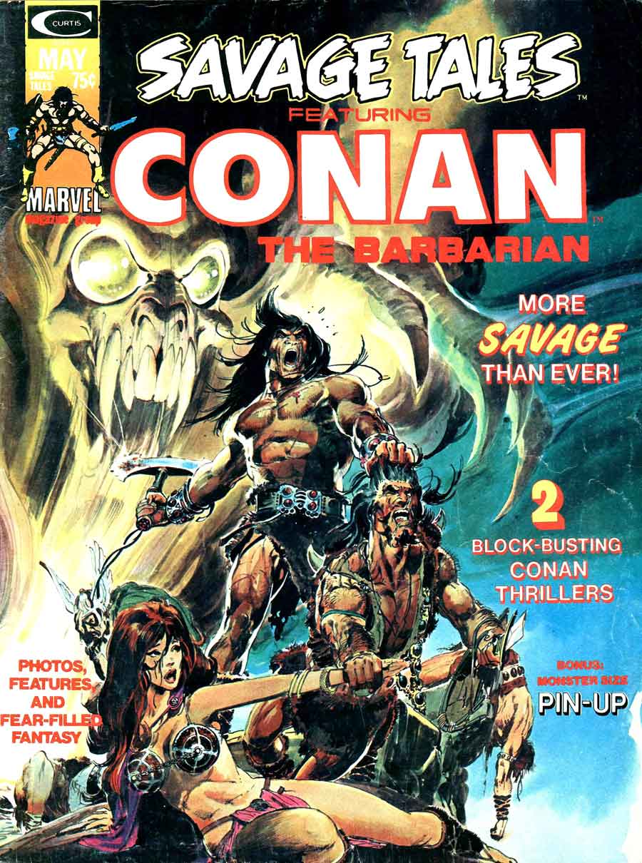 Savage Tales v1 #4 conan marvel comic book cover art by Neal Adams Savage Tales v1 #4 conan marvel comic book cover art by Neal Adams