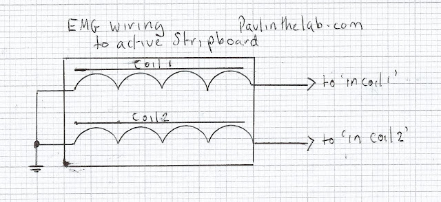 Paul In The Lab: EMG Active Preamp for 81/85 pickups Stripboard Veroboard