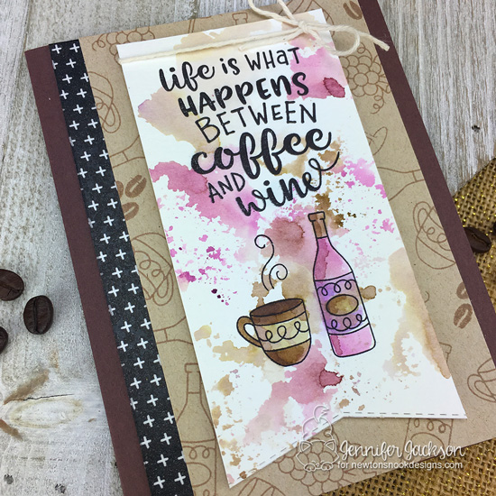 2018 National Coffee Day Blog Hop | Coffee Card by Jennifer Jackson using Coffee & Wine Stamp Sets by Newton's Nook Designs #newtonsnook #handmade
