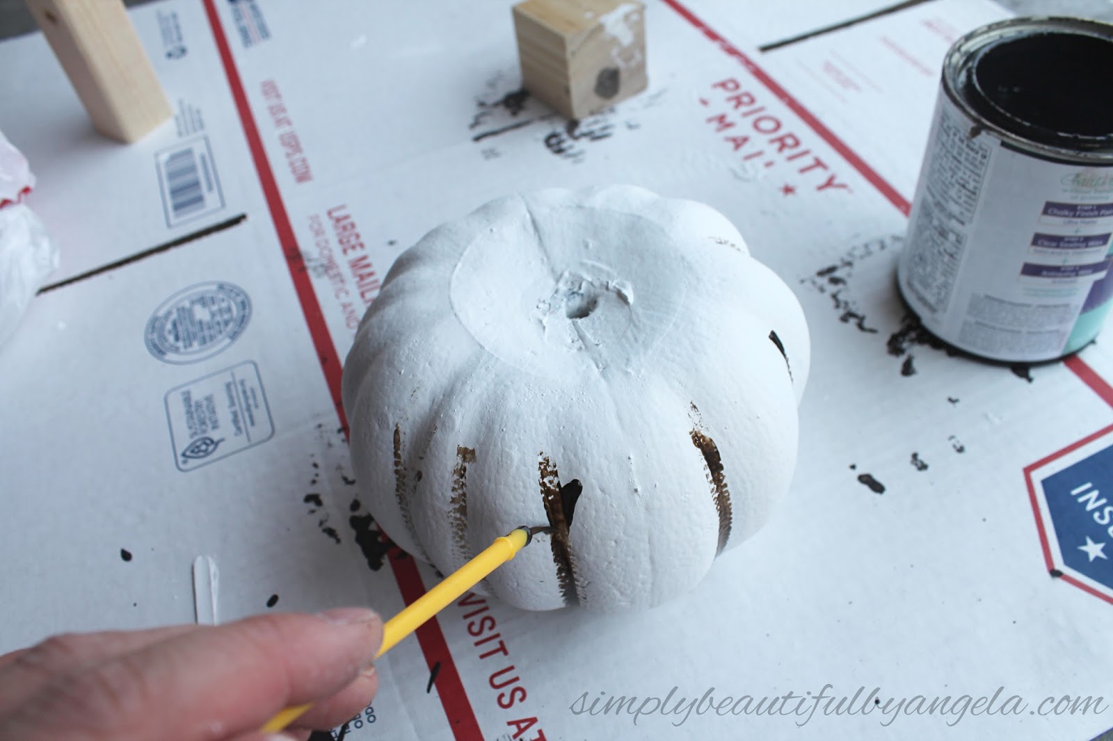 Dollar Store Pumpkins with White Wax and Rub N Buff - DIY Beautify -  Creating Beauty at Home