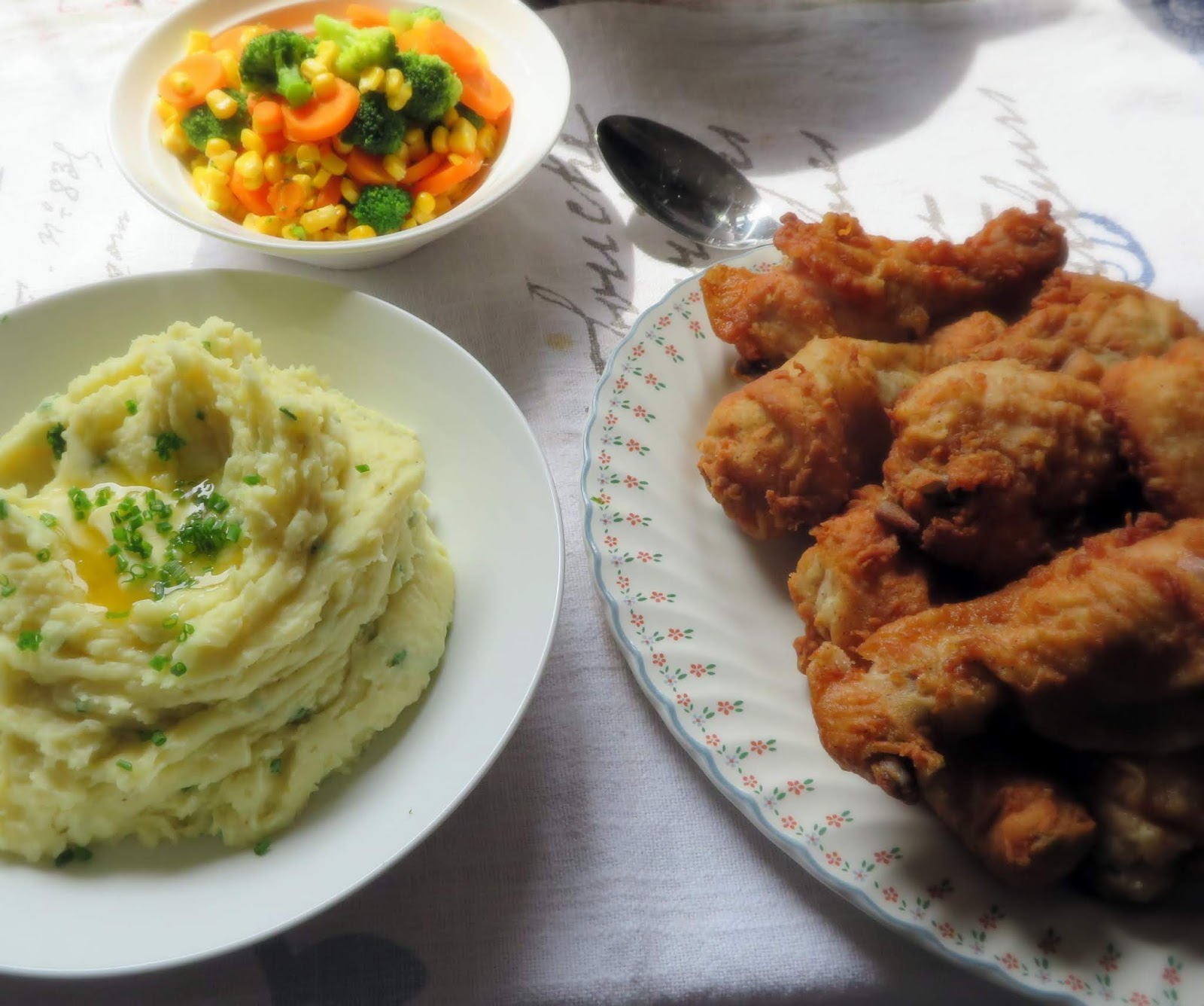 Oven Fried Chicken with Chive & Buttermilk Mash
