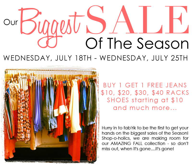 fab'rik FILES Biggest Sale of the Year!