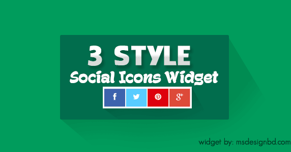 3 Style Social Media Icons Widget for Blogger