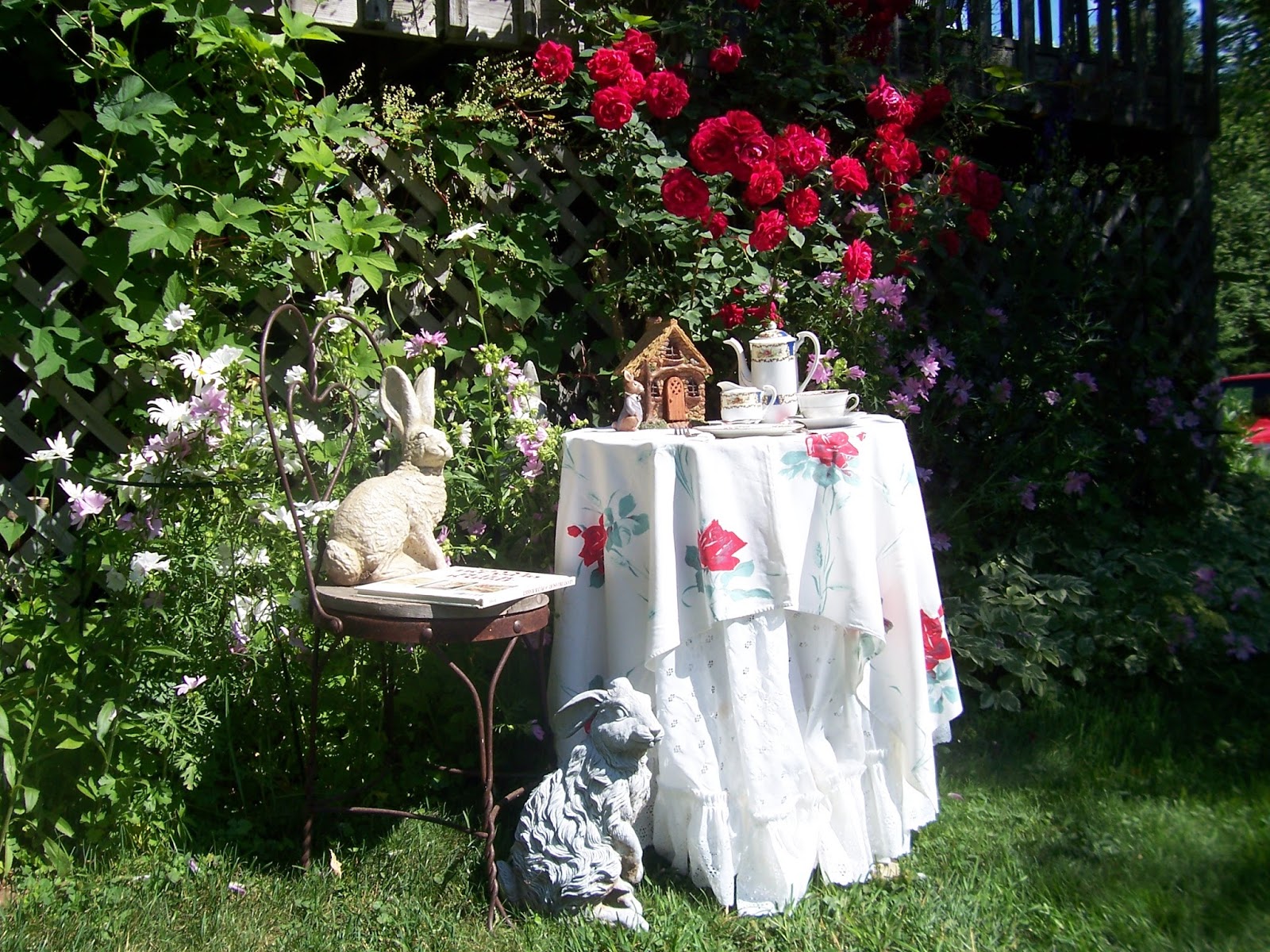 Two Cottages And Tea: Tea With Rose And Garden Rabbits