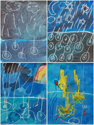 stormy rainy children collage watercolours aged results