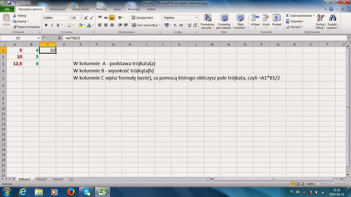 Sprawdzian Z Informatyki 2 Gimnazjum Arkusz Kalkulacyjny