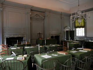 Inside the Independence Hall in Independence Mall in Philadelphia