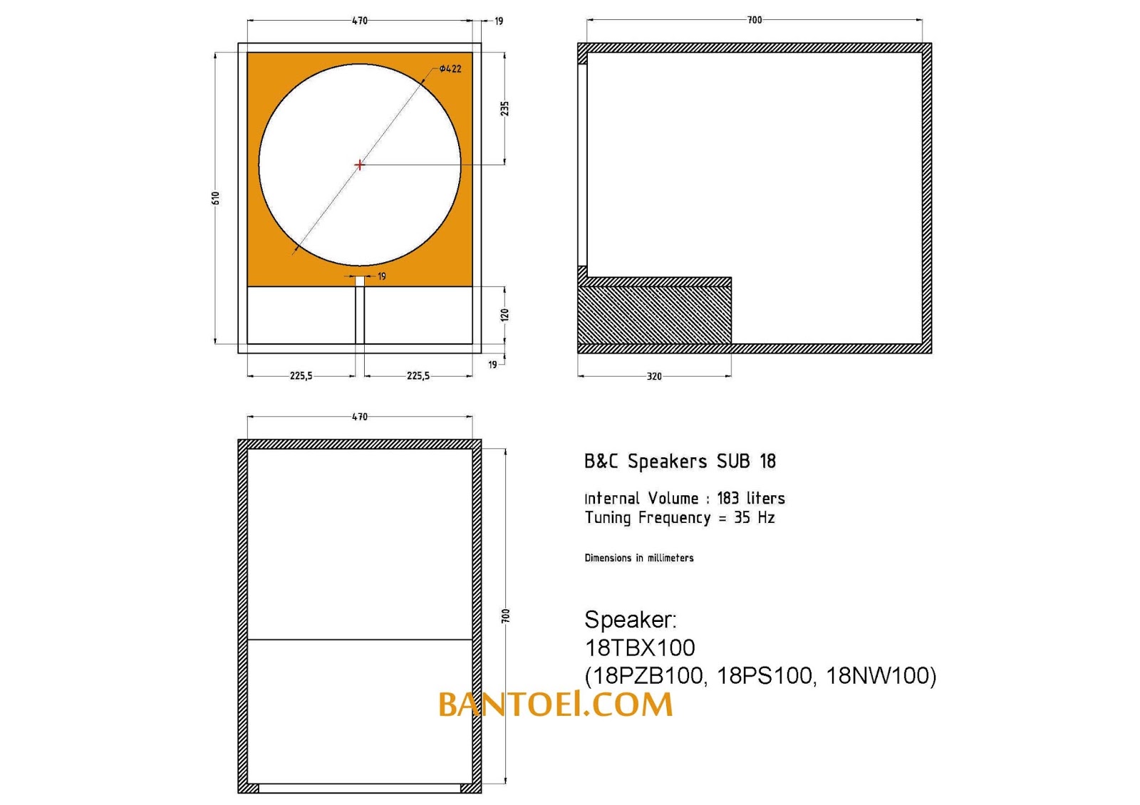 Skema Subwoofer B&C 18 inch Lapangan
